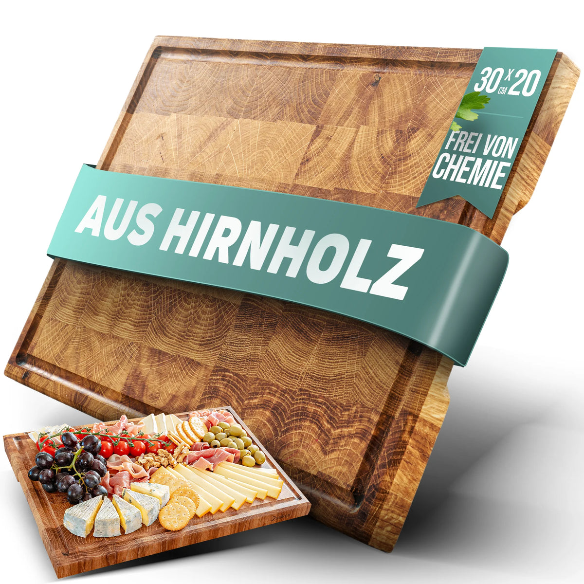 Schneidebrett premium 30x20x4 cm - aus Eichenholz