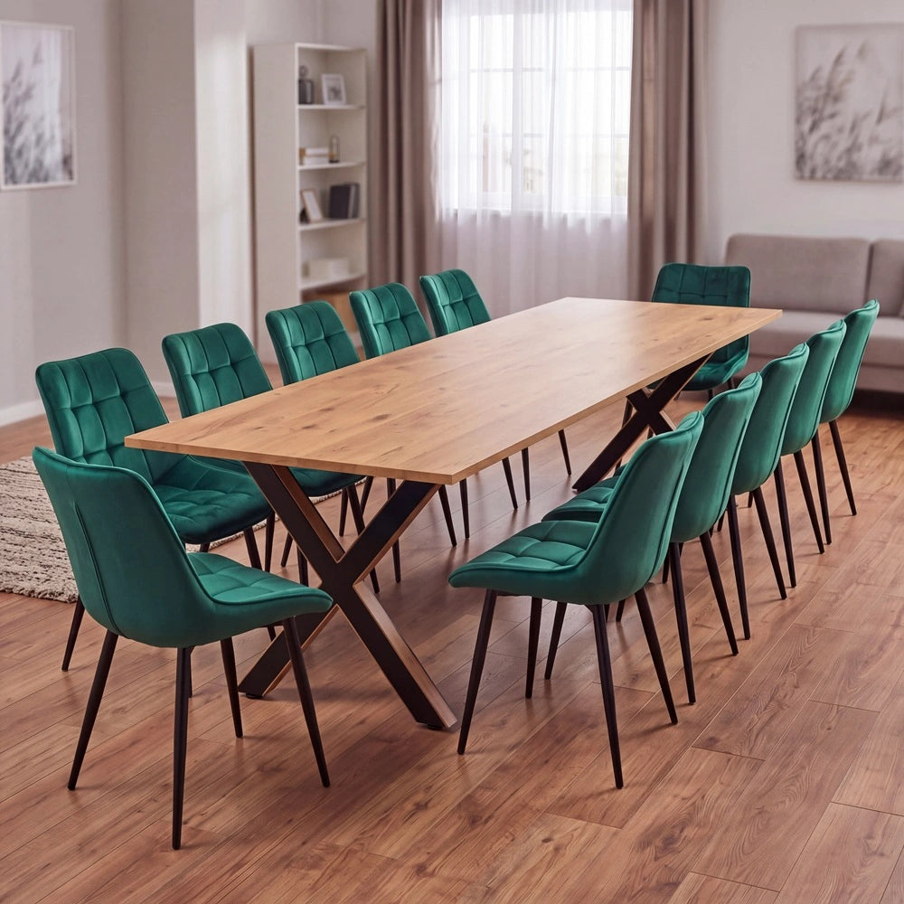 Eichenholztisch im klassischen Stil – für 10 Personen – 220x100x2,6 cm