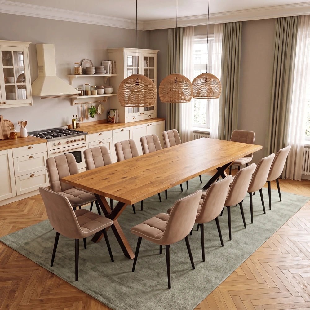 Eichenholztisch klassisch für 12 Personen - 260x100x4cm