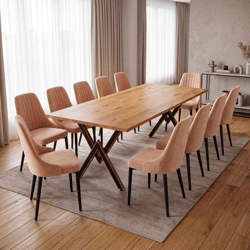 Eichenholztisch im klassischen Stil – für 12 Personen – 260x100x2,6 cm