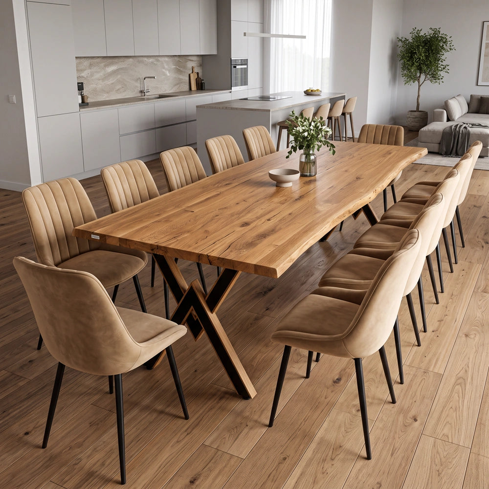 Eichenholztisch im rustikalen Stil – für 10 Personen – 240 x 100 x 4 cm