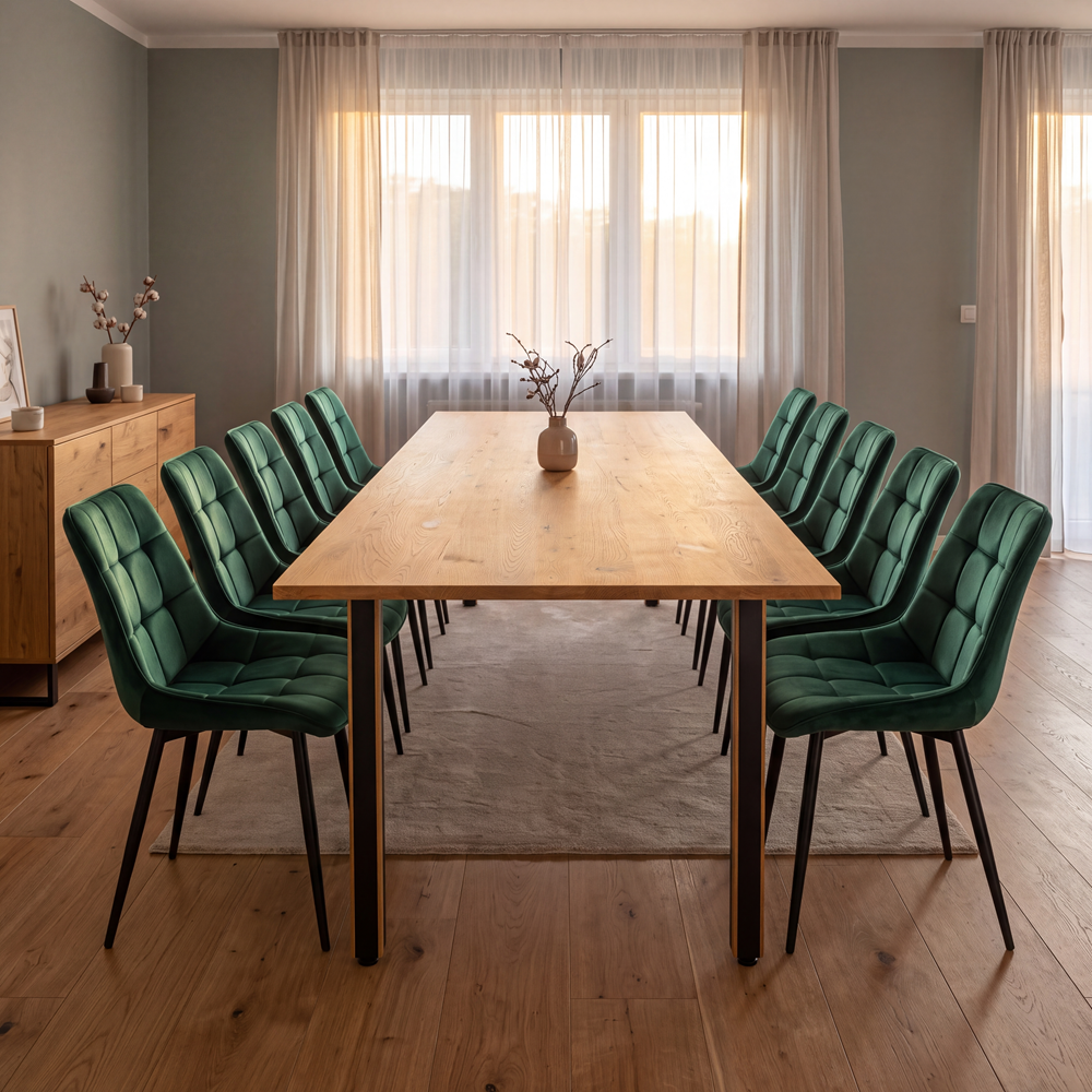 Eichenholztisch im klassischen Stil – für 10 Personen – 220x100x2,6 cm