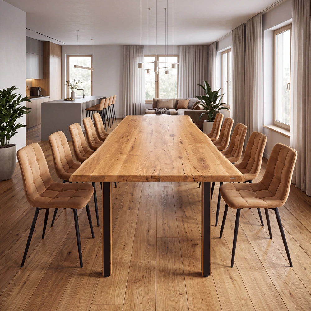 Eichenholztisch im rustikalen Stil – für 10 Personen – 240 x 100 x 4 cm