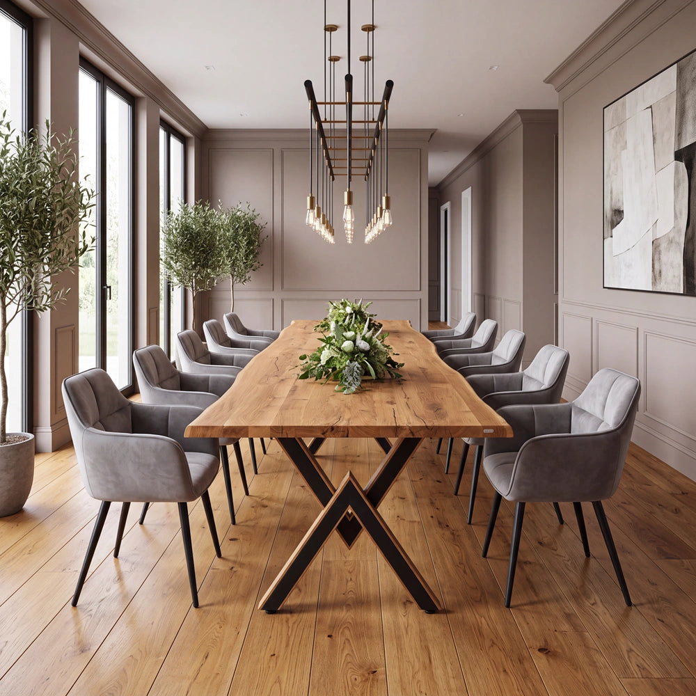 Eichenholztisch im rustikalen Stil – für 10 Personen – 240 x 100 x 4 cm