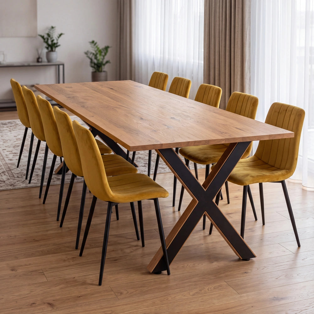 Eichenholztisch im klassischen Stil – für 10 Personen – 220x100x2,6 cm