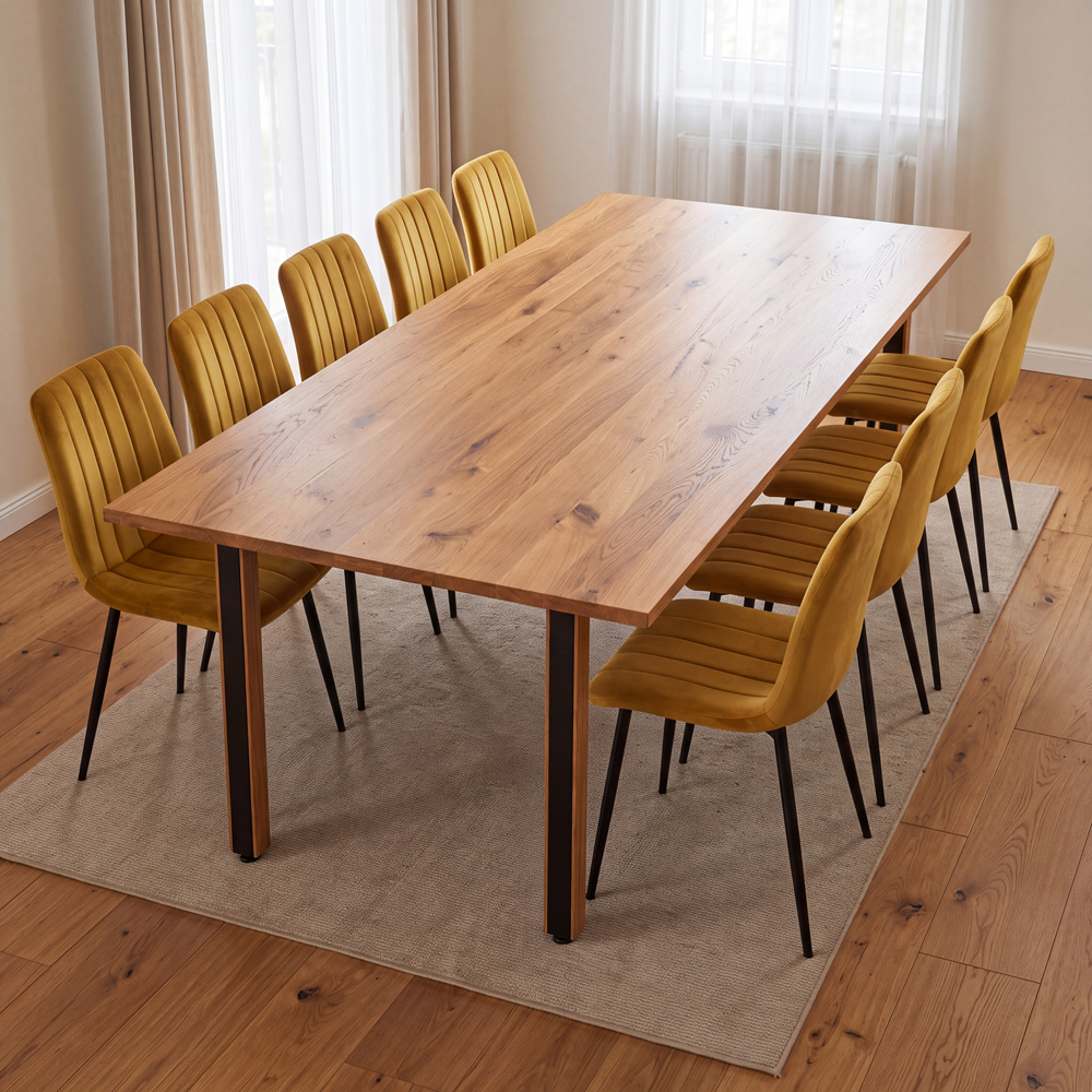 Eichenholztisch im klassischen Stil – für 10 Personen – 220x100x2,6 cm