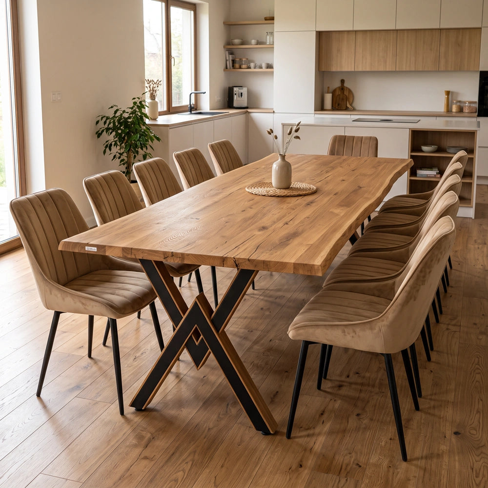 Eichenholztisch im rustikalen Stil – für 10 Personen – 240 x 100 x 4 cm