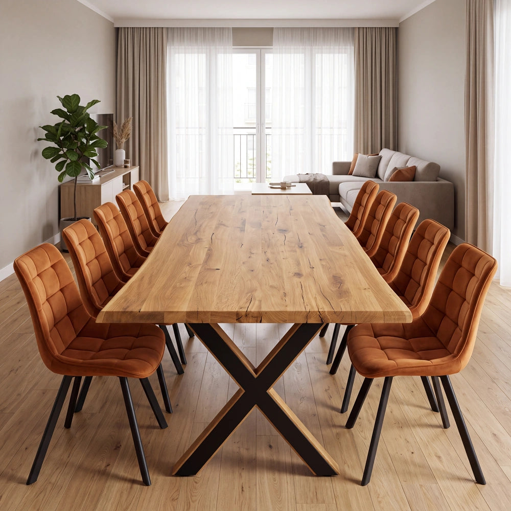 Eichenholztisch im rustikalen Stil – für 10 Personen – 240 x 100 x 4 cm