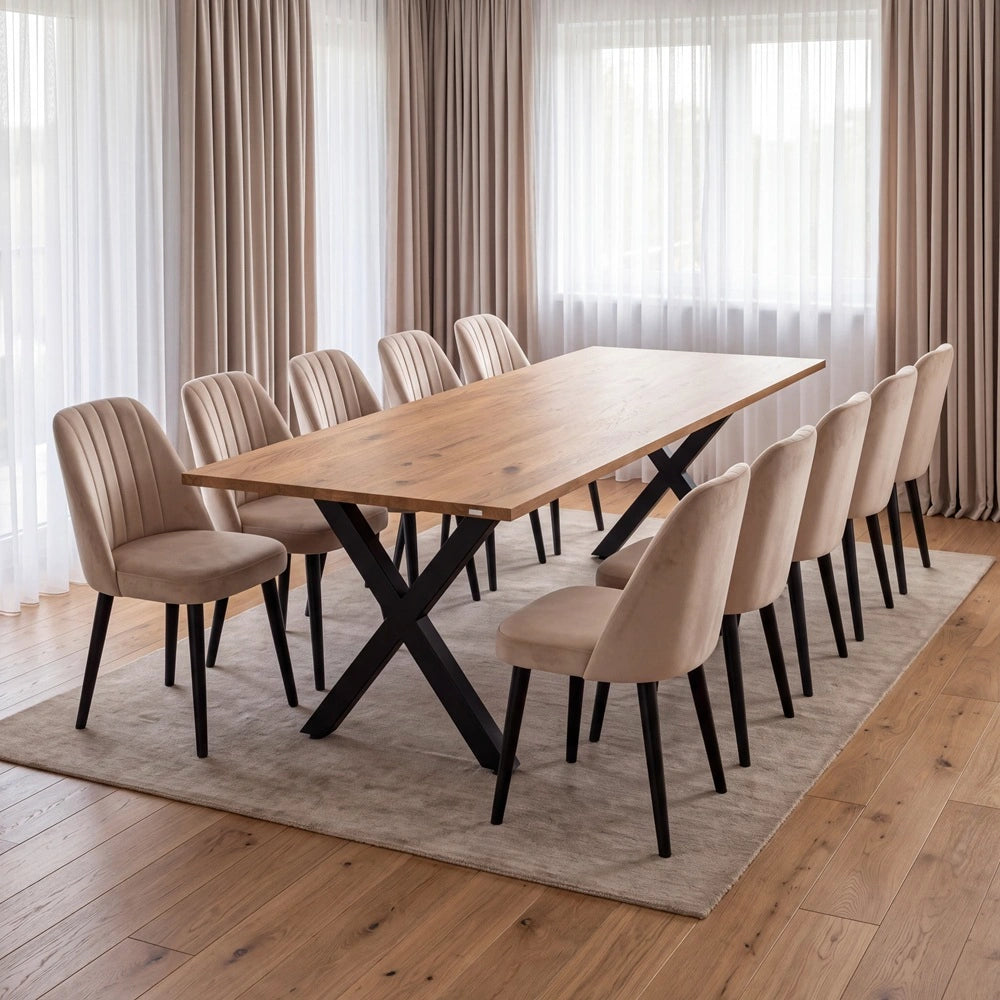 Eichenholztisch im klassischen Stil – für 10 Personen – 220x100x2,6 cm