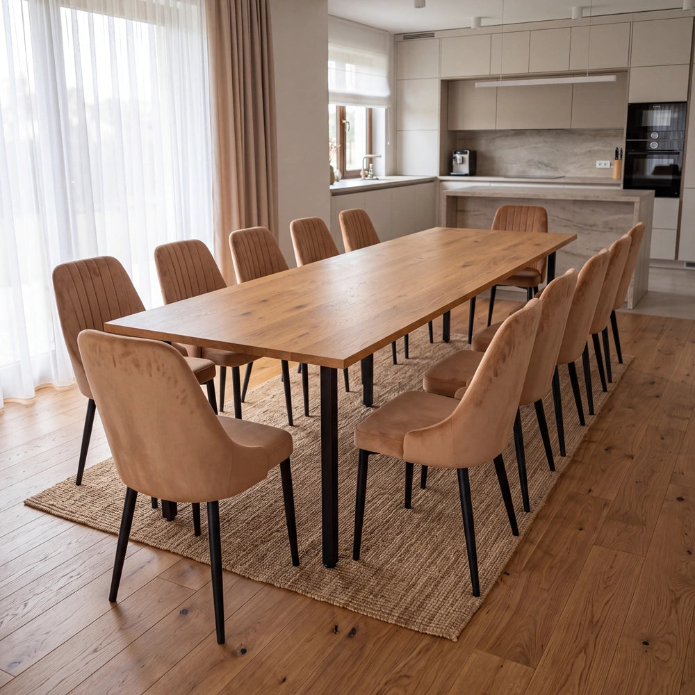 Eichenholztisch im klassischen Stil – für 10 Personen – 220x100x2,6 cm
