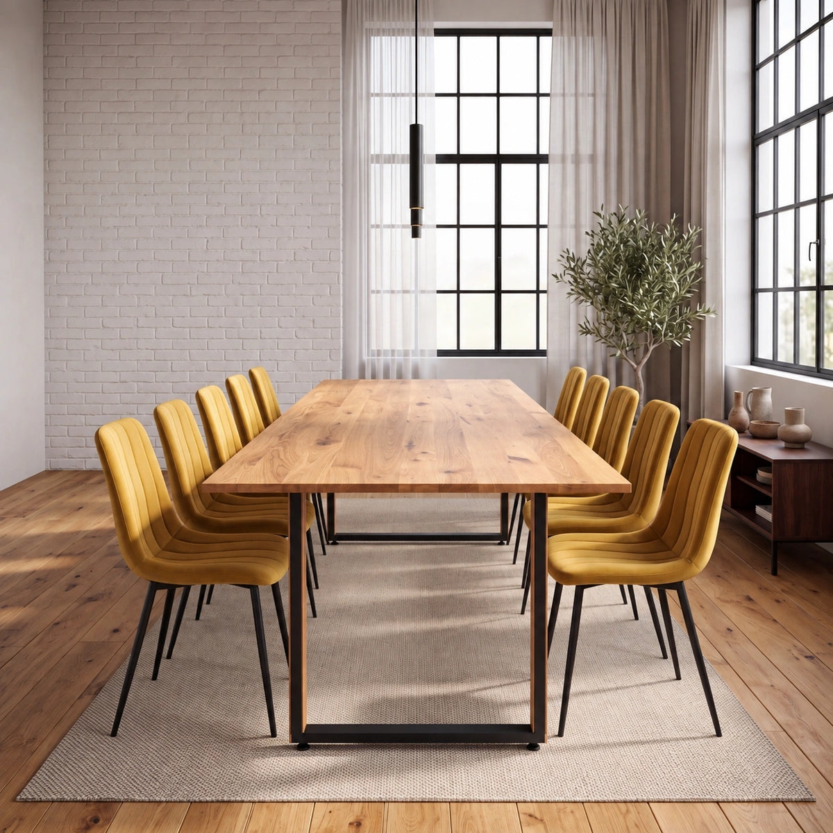 Eichenholztisch im klassischen Stil – für 10 Personen – 220x100x2,6 cm