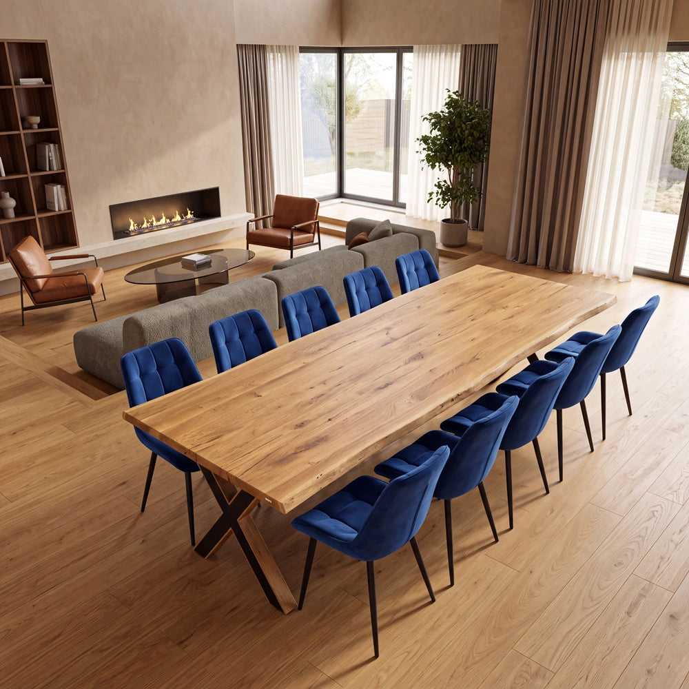 Eichenholztisch im rustikalen Stil – für 10 Personen – 240 x 100 x 4 cm