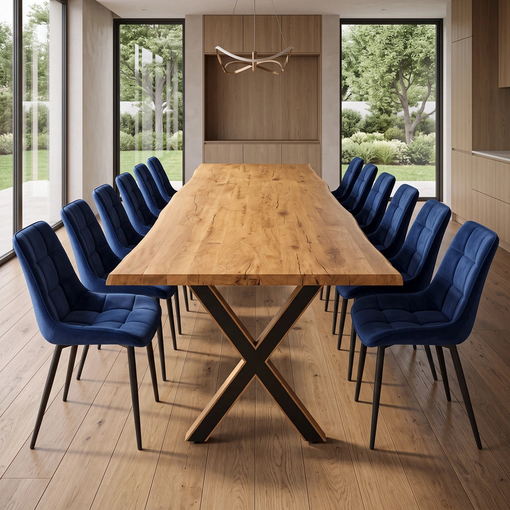 Eichenholztisch im rustikalen Stil – für 12 Personen – 260 x 100 x 4 cm