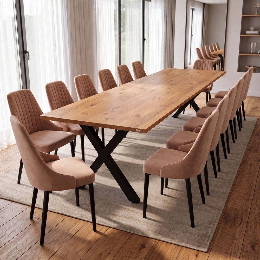 Eichenholztisch im klassischen Stil – für 12 Personen – 260x100x2,6 cm