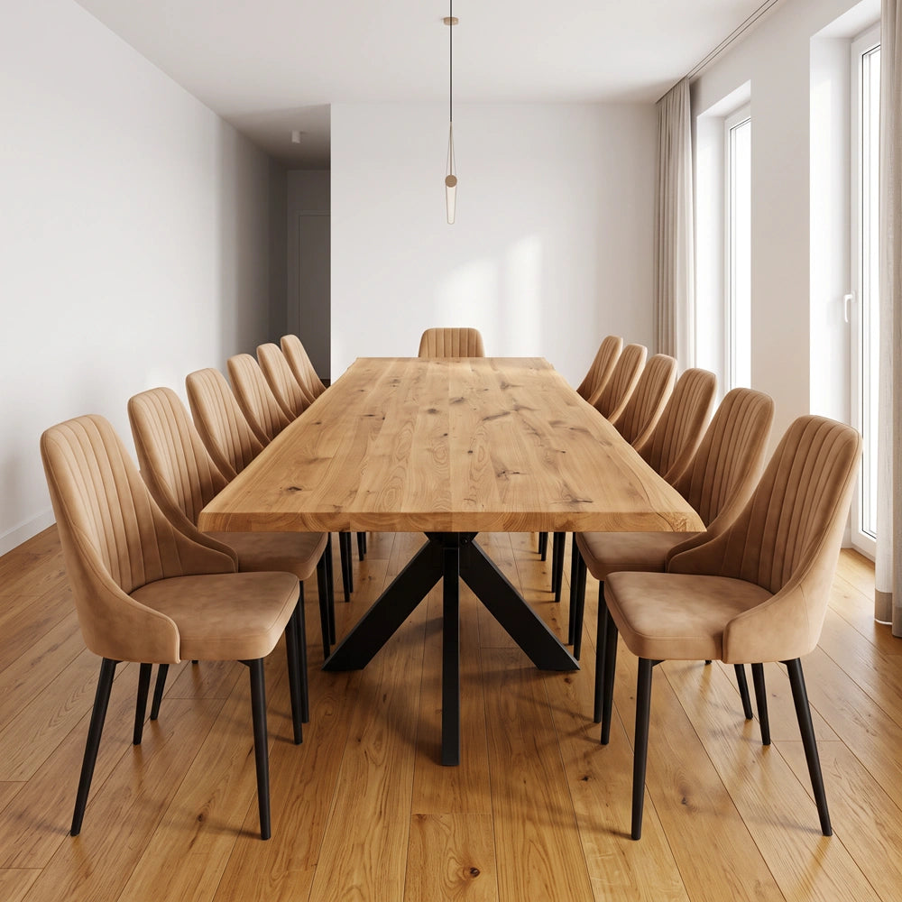 Eichenholztisch im rustikalen Stil – für 12 Personen – 260 x 100 x 4 cm