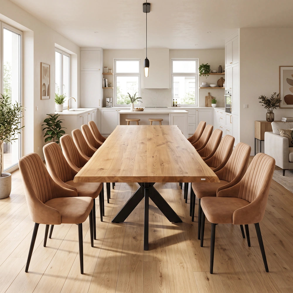 Eichenholztisch im rustikalen Stil – für 12 Personen – 260 x 100 x 4 cm