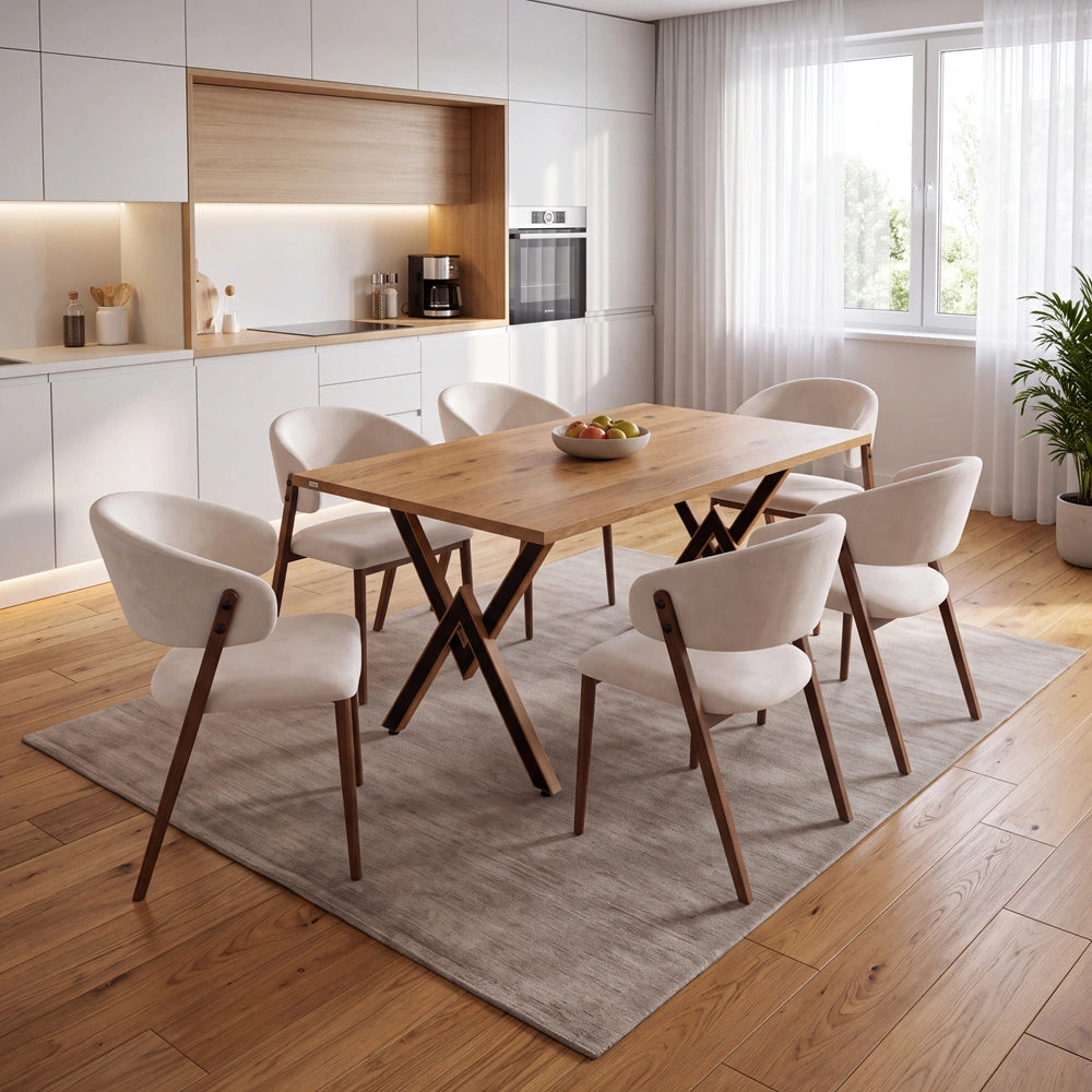 Eichenholztisch im klassischen Stil – für 6 Personen – 180x85x2,6 cm