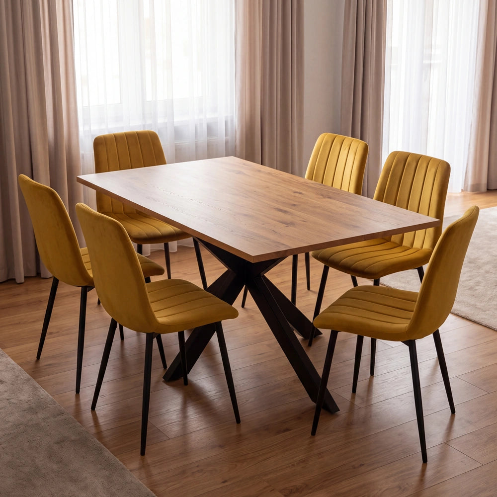 Eichenholztisch im klassischen Stil – für 6 Personen – 180x85x2,6 cm