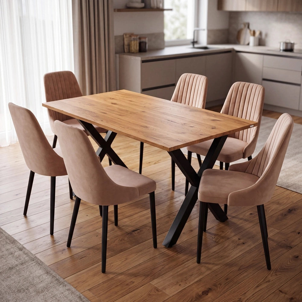Eichenholztisch im klassischen Stil – für 6 Personen – 180x85x2,6 cm