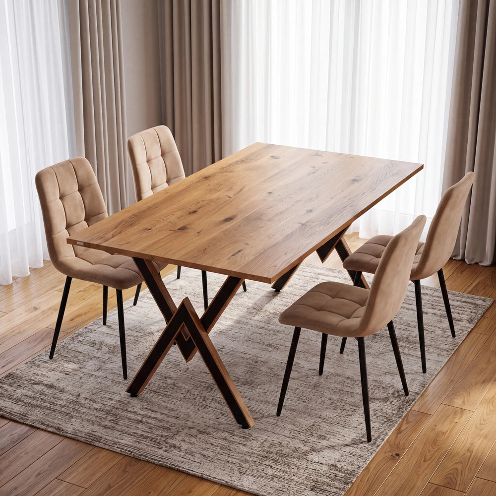 Eichenholztisch im klassischen Stil – für 4 Personen – 140x80x2,6 cm