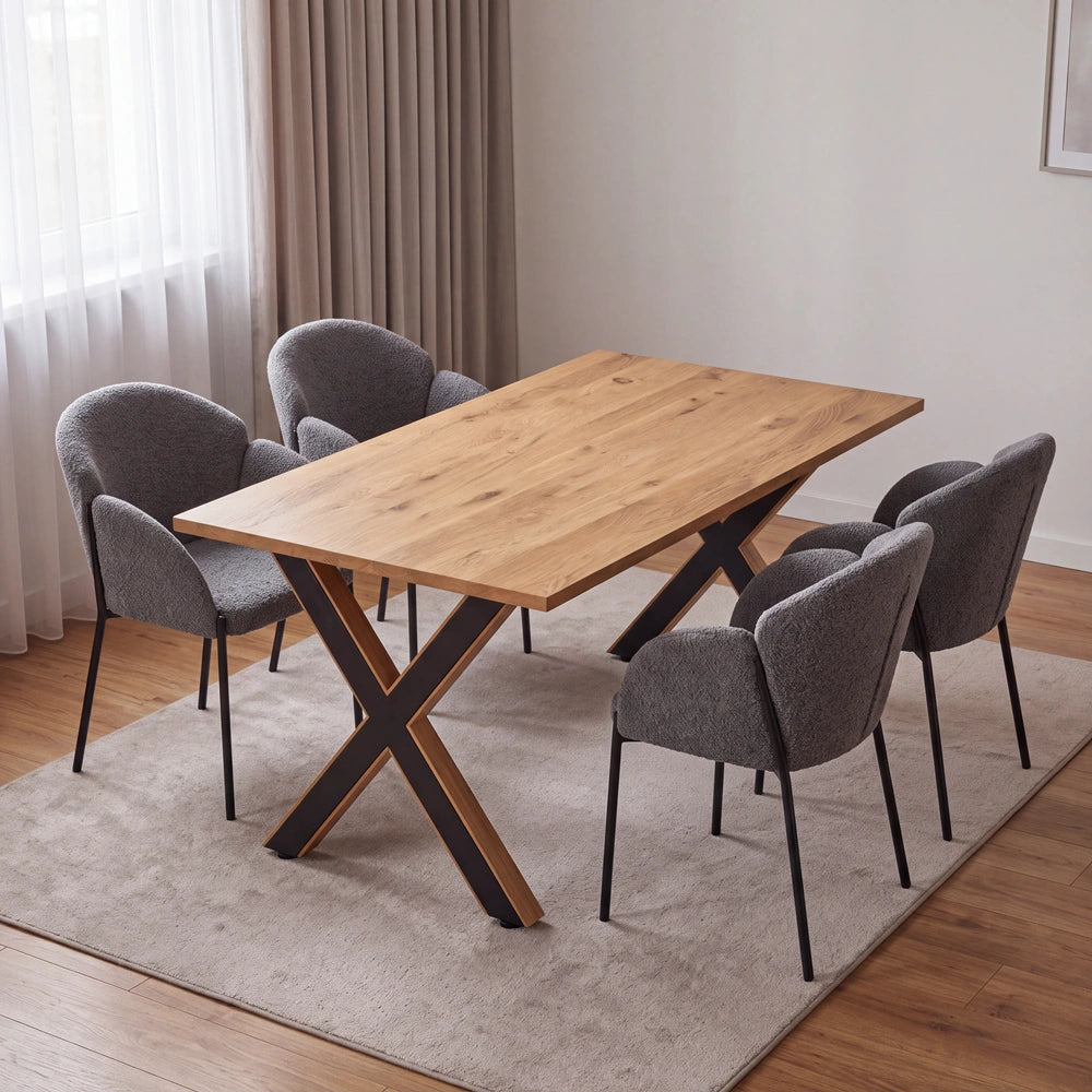 Eichenholztisch im klassischen Stil – für 4 Personen – 140x80x2,6 cm