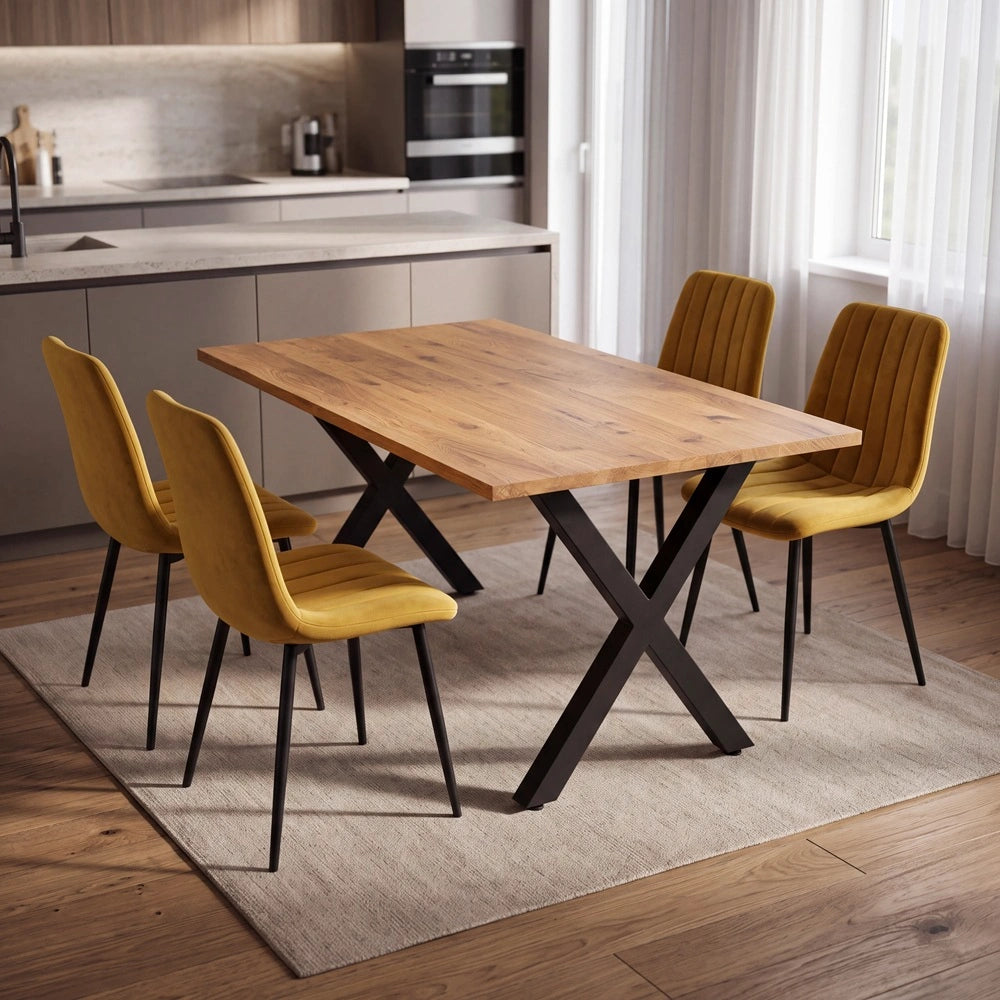 Eichenholztisch im klassischen Stil – für 4 Personen – 140x80x2,6 cm