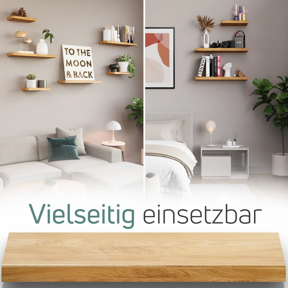 Regal aus massiver Eiche – natürliche Kanten 60x22x4 cm