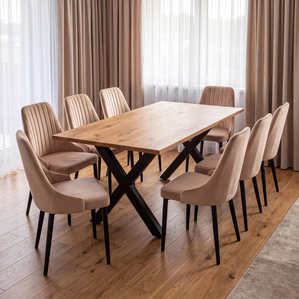 Eichenholztisch im klassischen Stil – für 6 Personen – 180x85x2,6 cm