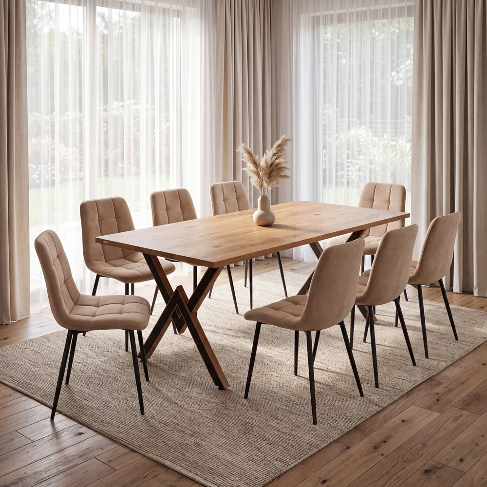 Eichenholztisch im klassischen Stil – für 8 Personen – 200x100x2,6 cm
