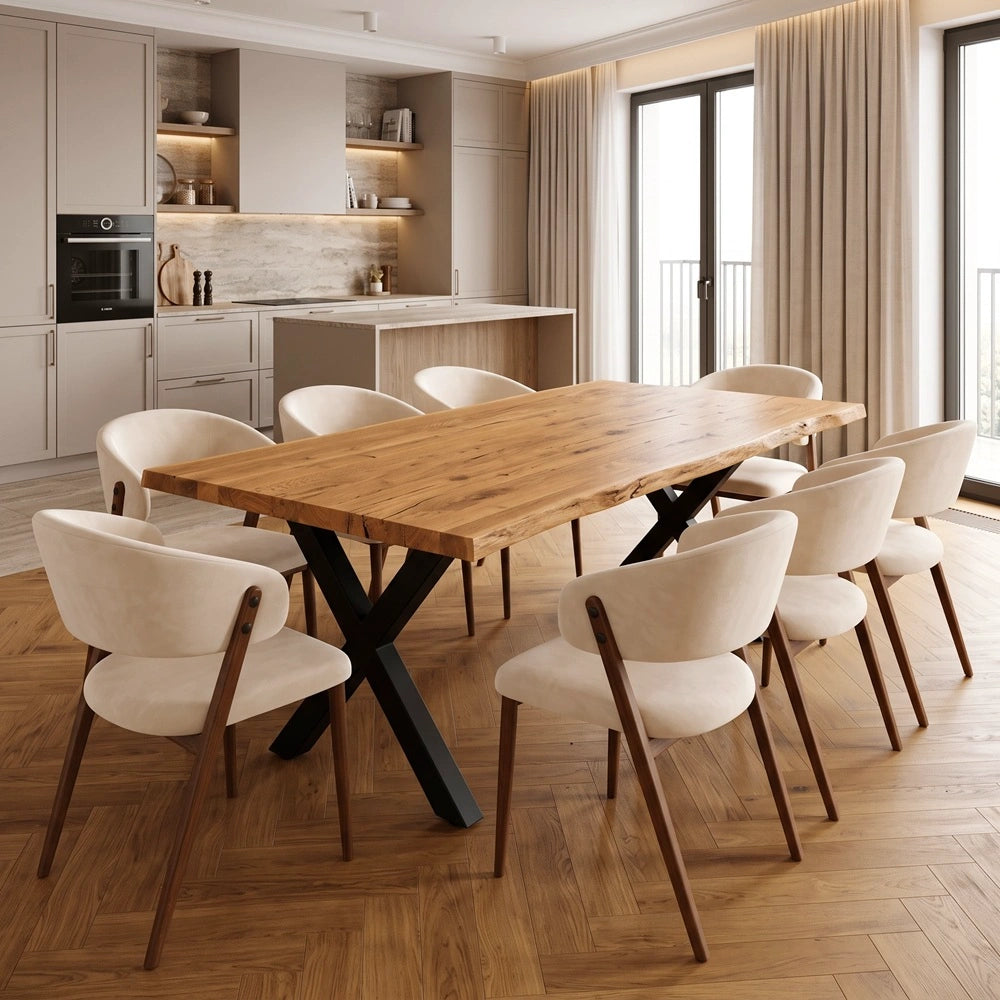 Eichenholztisch im rustikalen Stil – 6 Personen – 180 x 85 x 4