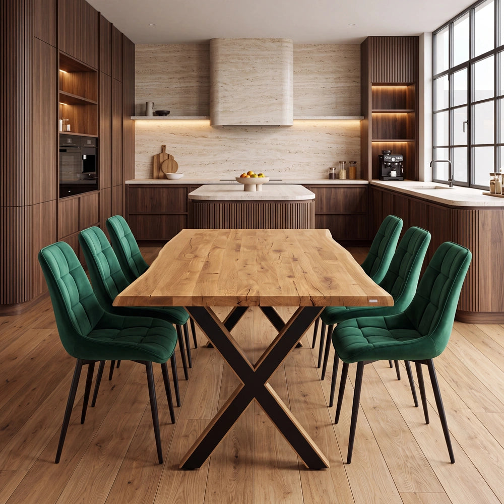 Eichenholztisch im rustikalen Stil – 6 Personen – 180 x 85 x 4