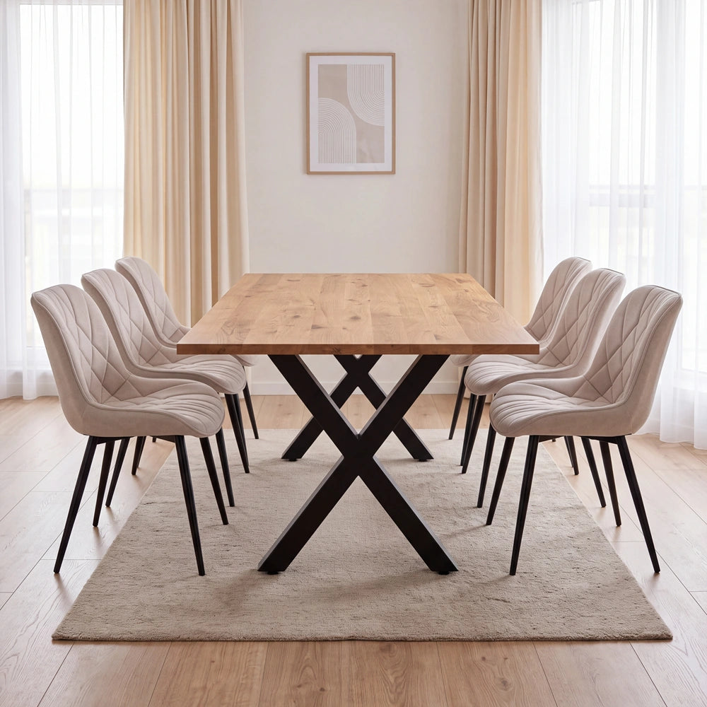 Eichenholztisch im klassischen Stil – für 6 Personen – 180x85x2,6 cm