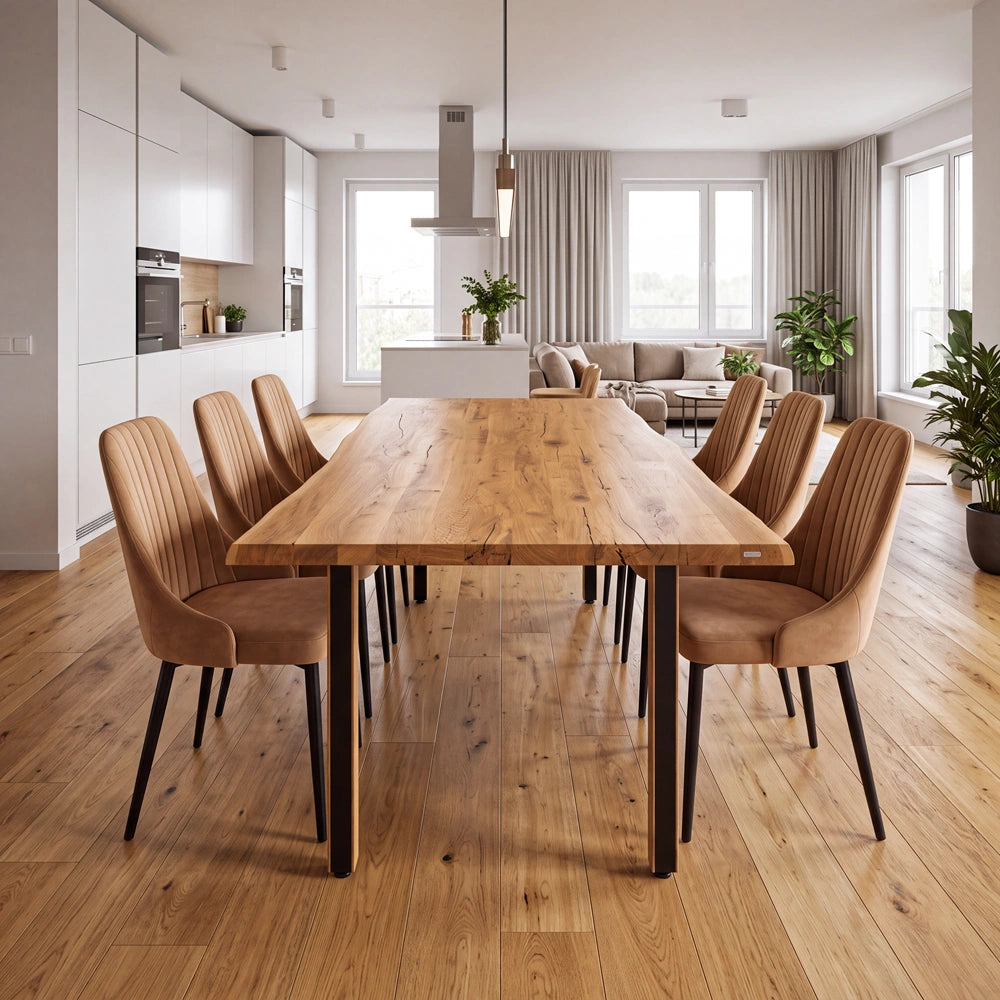 Eichenholztisch im rustikalen Stil – 6 Personen – 180 x 85 x 4