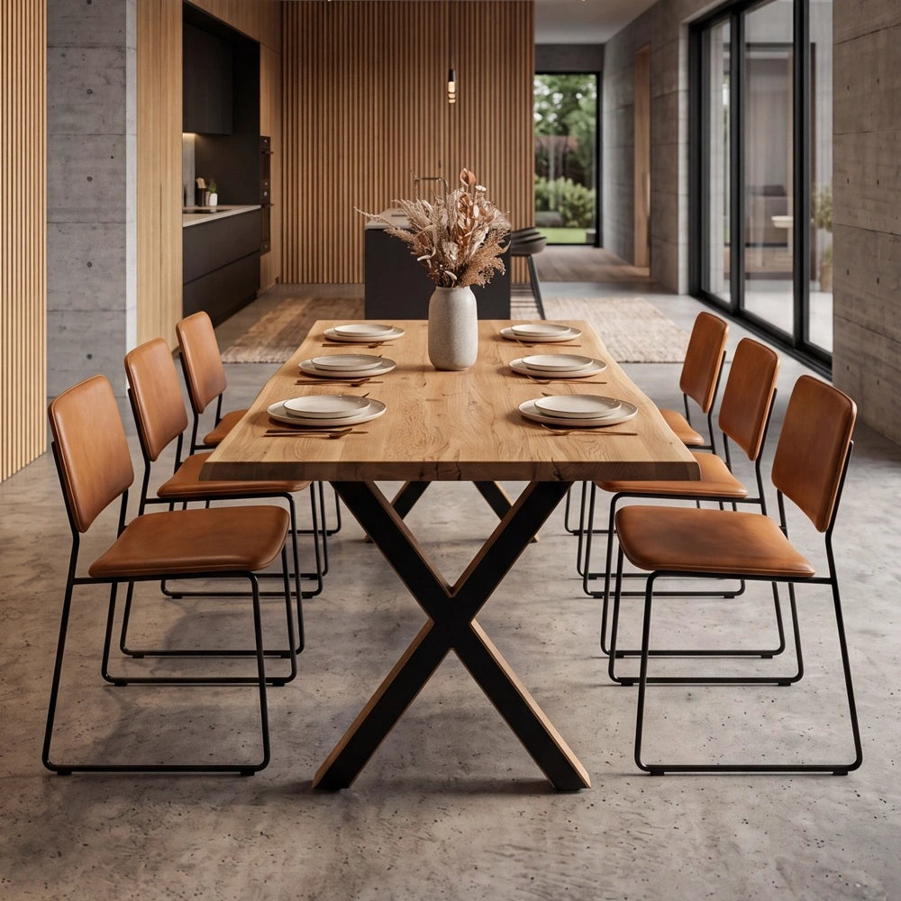 Eichenholztisch im rustikalen Stil – 6 Personen – 180 x 85 x 4