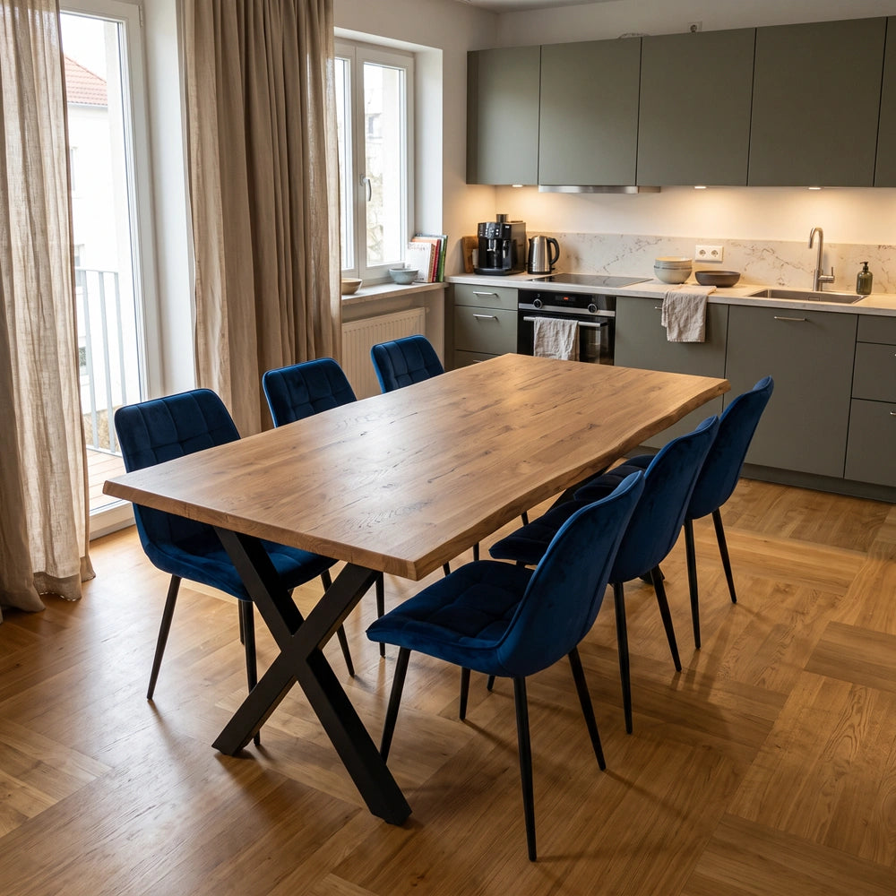 Eichenholztisch im rustikalen Stil – 6 Personen – 180 x 85 x 4