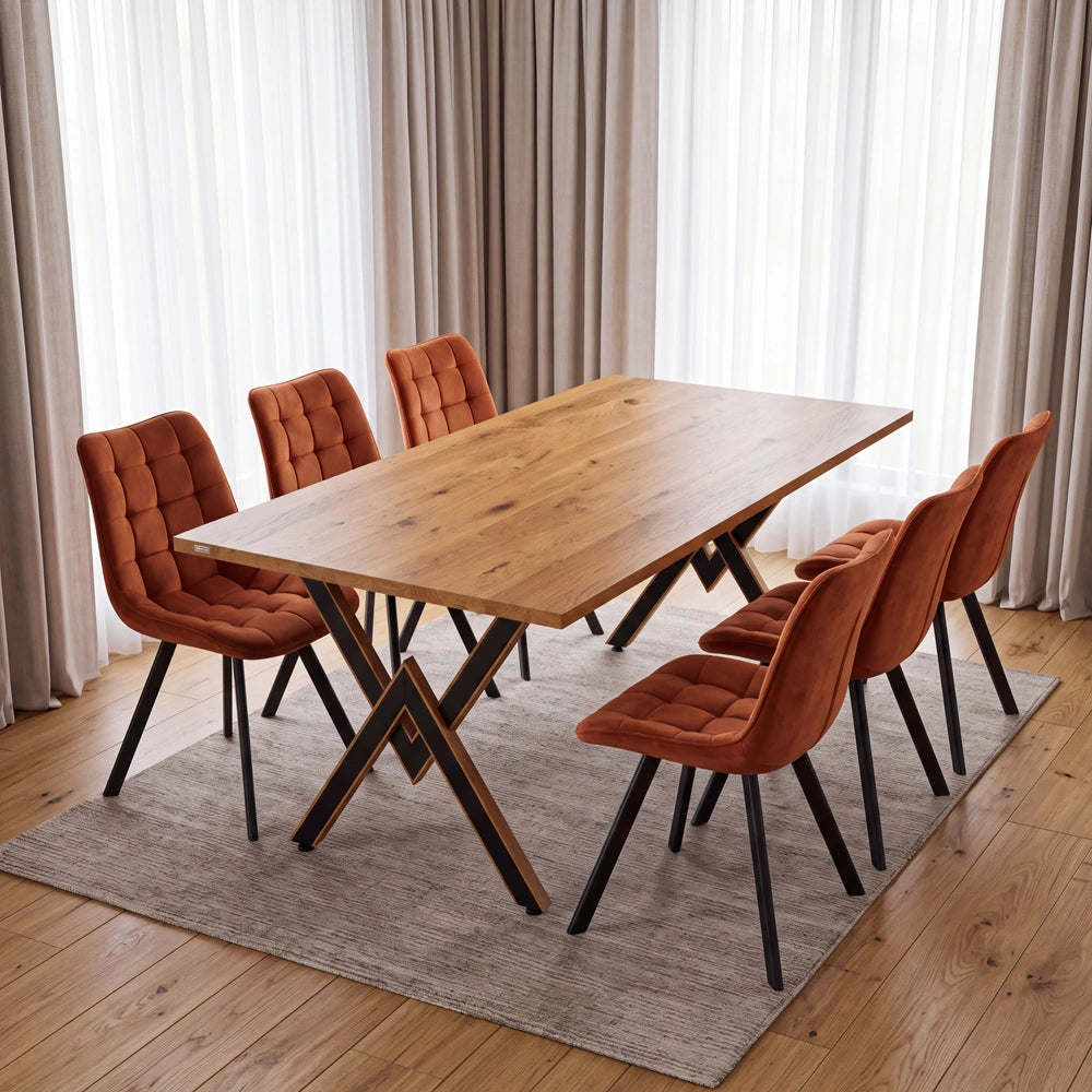 Eichenholztisch im klassischen Stil – für 6 Personen – 180x85x2,6 cm