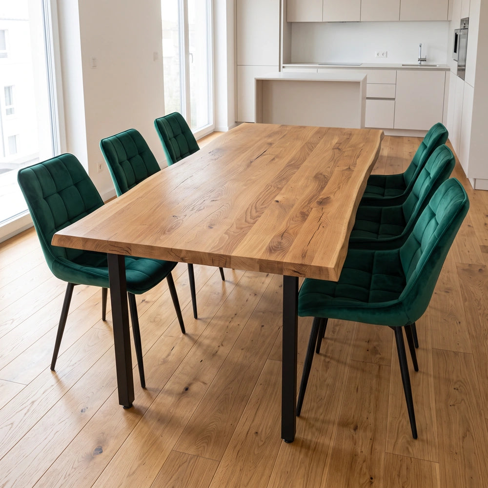 Eichenholztisch im rustikalen Stil – 6 Personen – 180 x 85 x 4