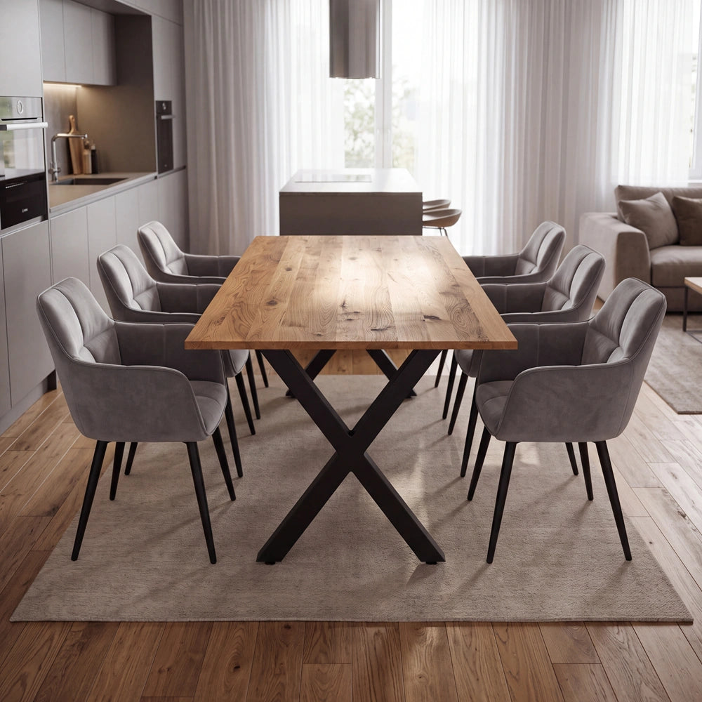 Eichenholztisch im klassischen Stil – für 6 Personen – 180x85x2,6 cm