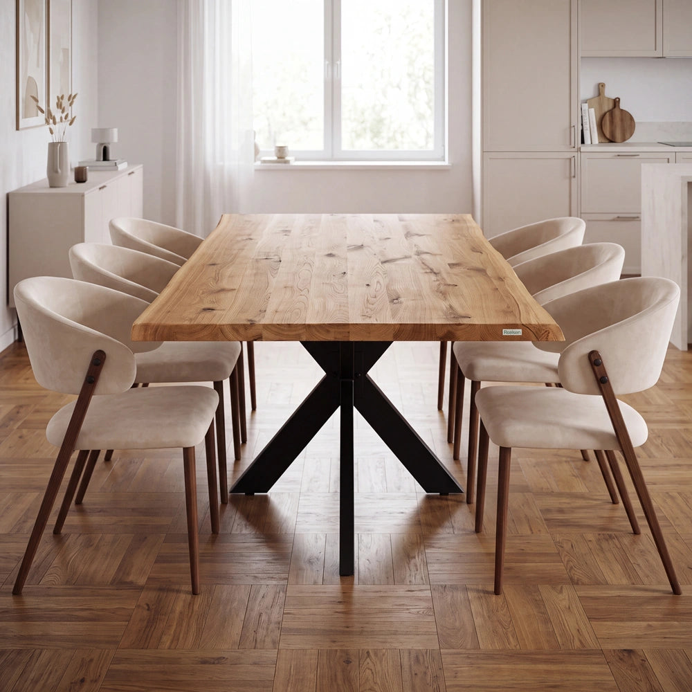 Eichenholztisch im rustikalen Stil – 6 Personen – 180 x 85 x 4