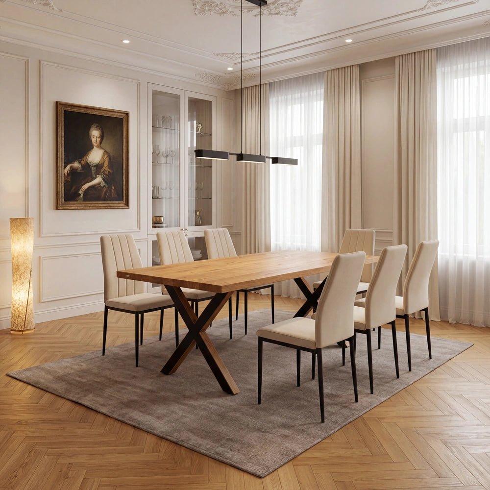 Eichenholztisch im klassischen Stil – für 6 Personen – 160 x 80 x 4 cm