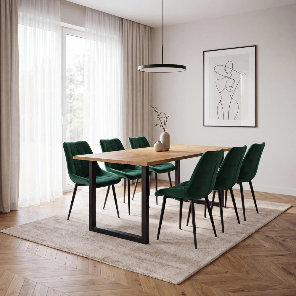 Eichenholztisch im klassischen Stil – für 6 Personen – 180x85x2,6 cm
