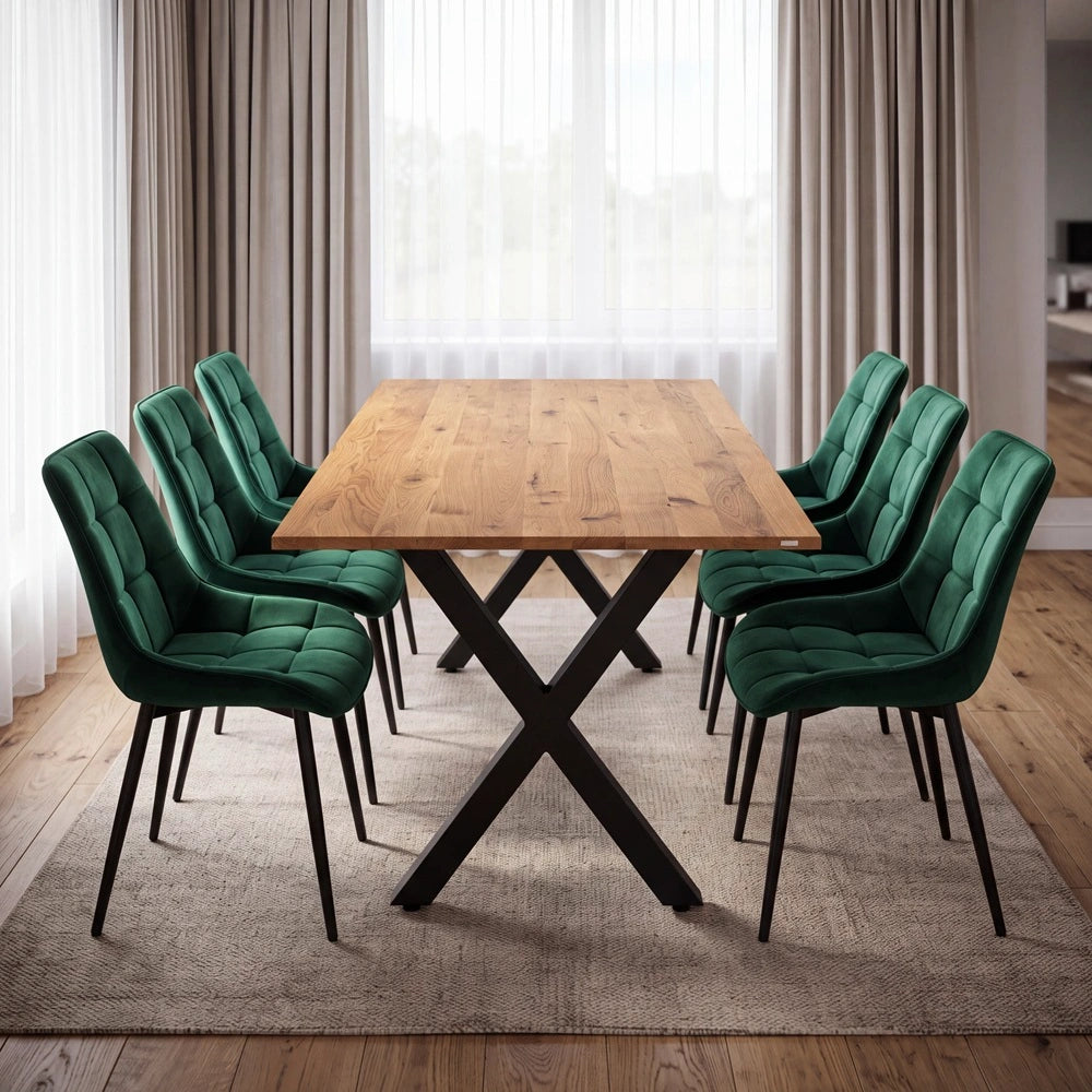 Eichenholztisch im klassischen Stil – für 6 Personen – 180x85x2,6 cm