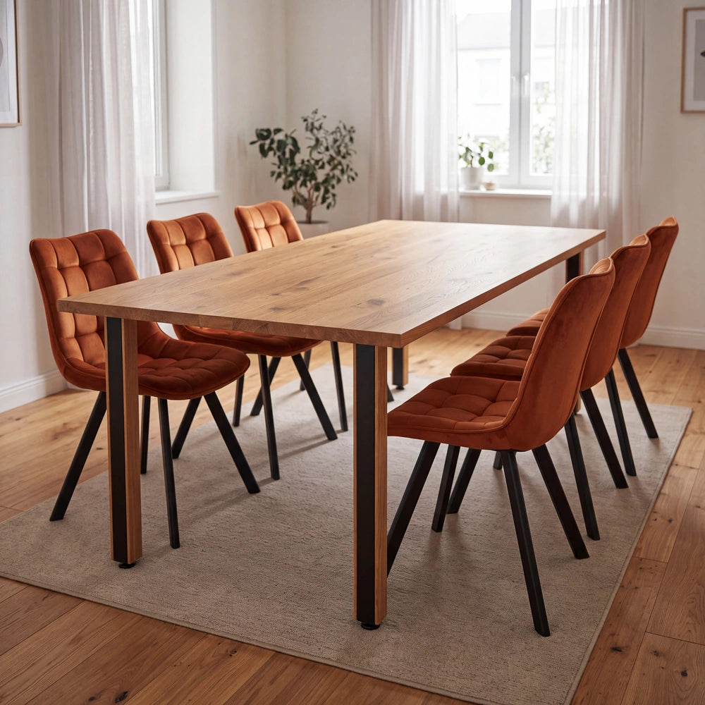 Eichenholztisch im klassischen Stil – für 6 Personen – 180x85x2,6 cm