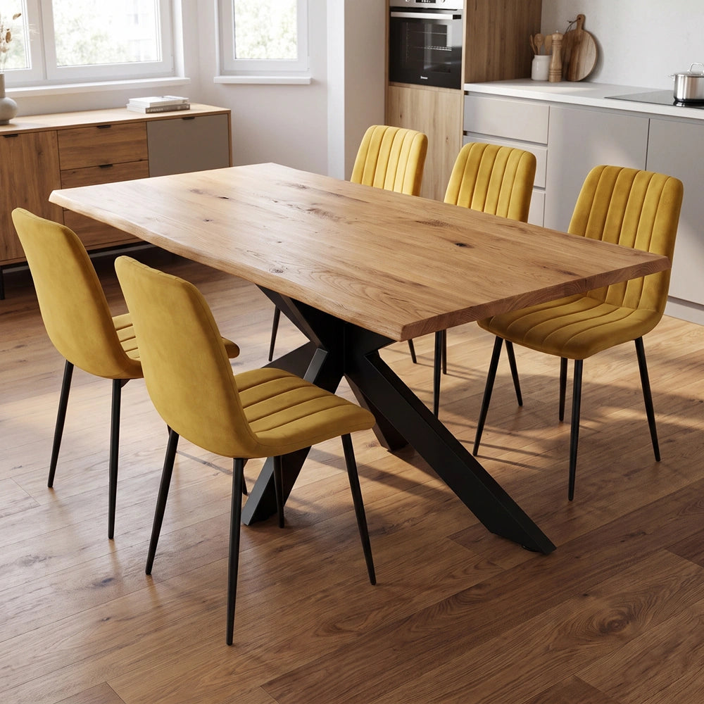 Eichenholztisch im rustikalen Stil – 6 Personen – 180 x 85 x 4