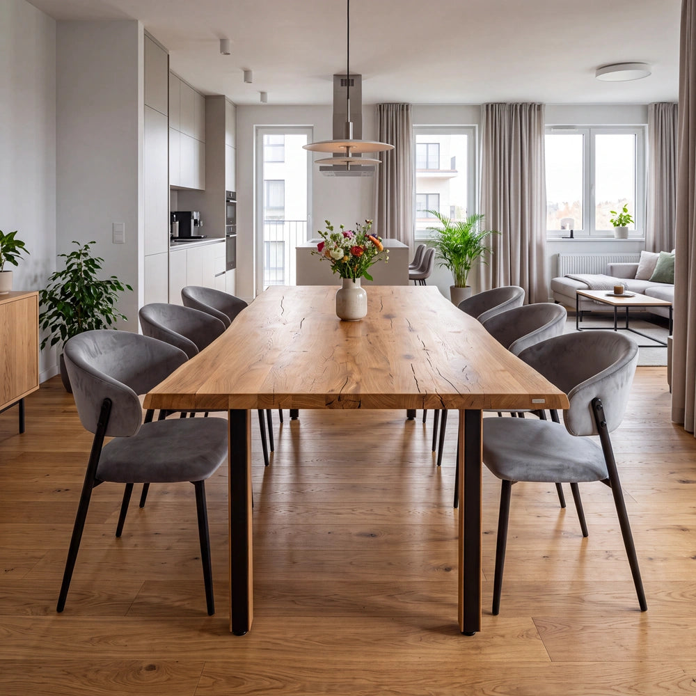 Eichenholztisch im rustikalen Stil – 6 Personen – 180 x 85 x 4