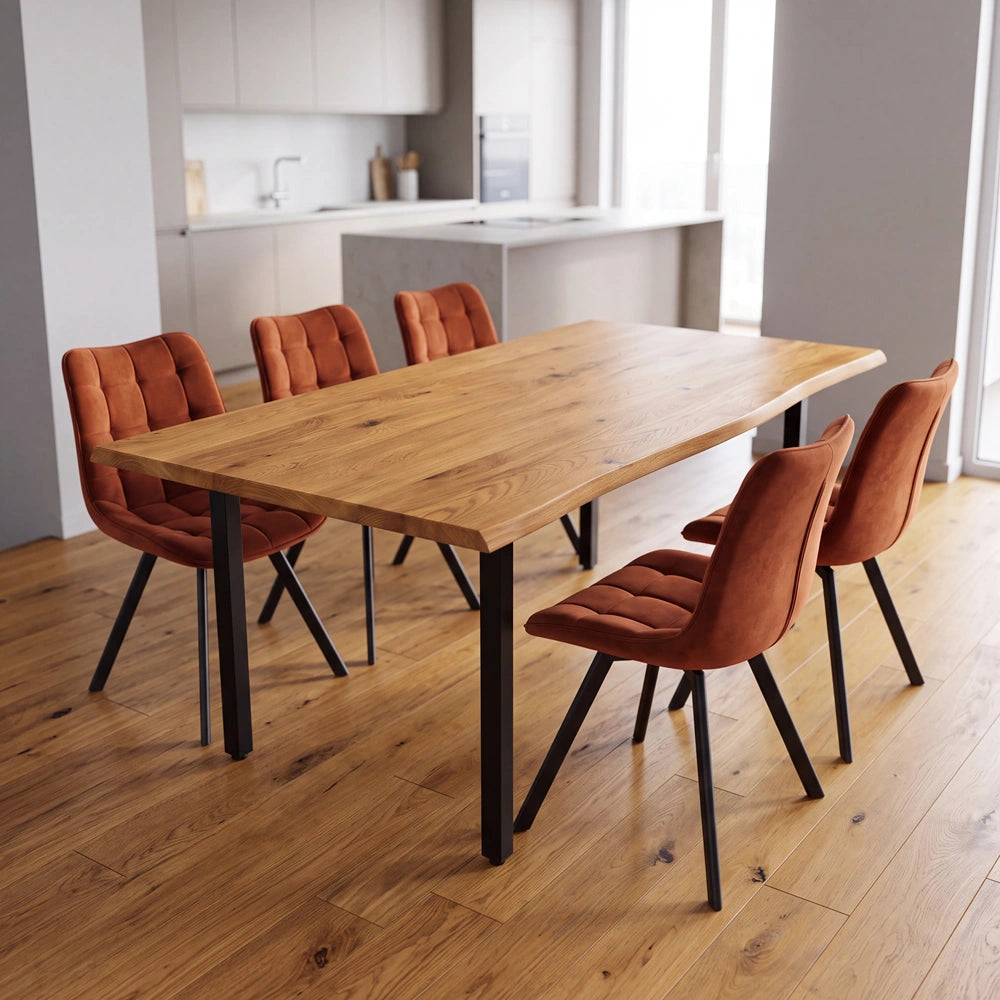 Eichenholztisch im rustikalen Stil – 6 Personen – 180 x 85 x 4