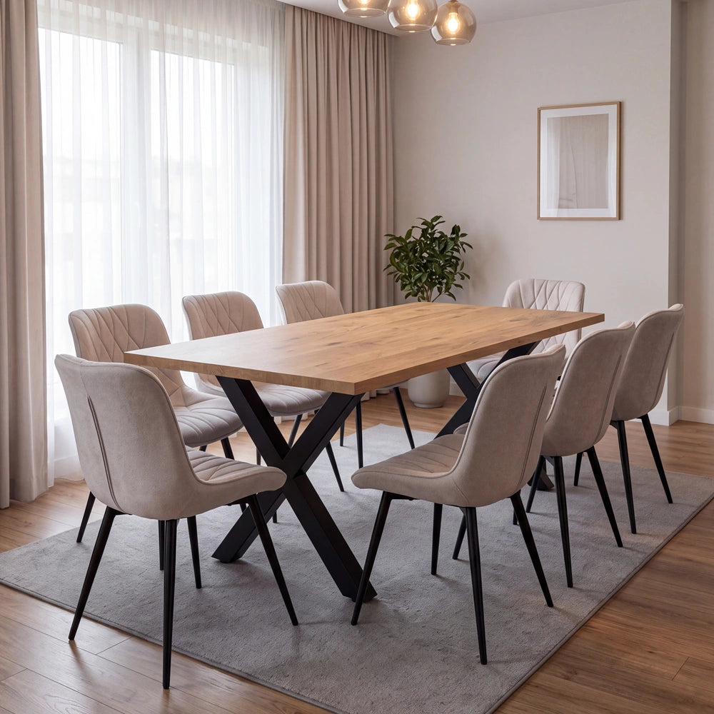 Eichenholztisch im klassischen Stil – für 6 Personen – 180x85x2,6 cm
