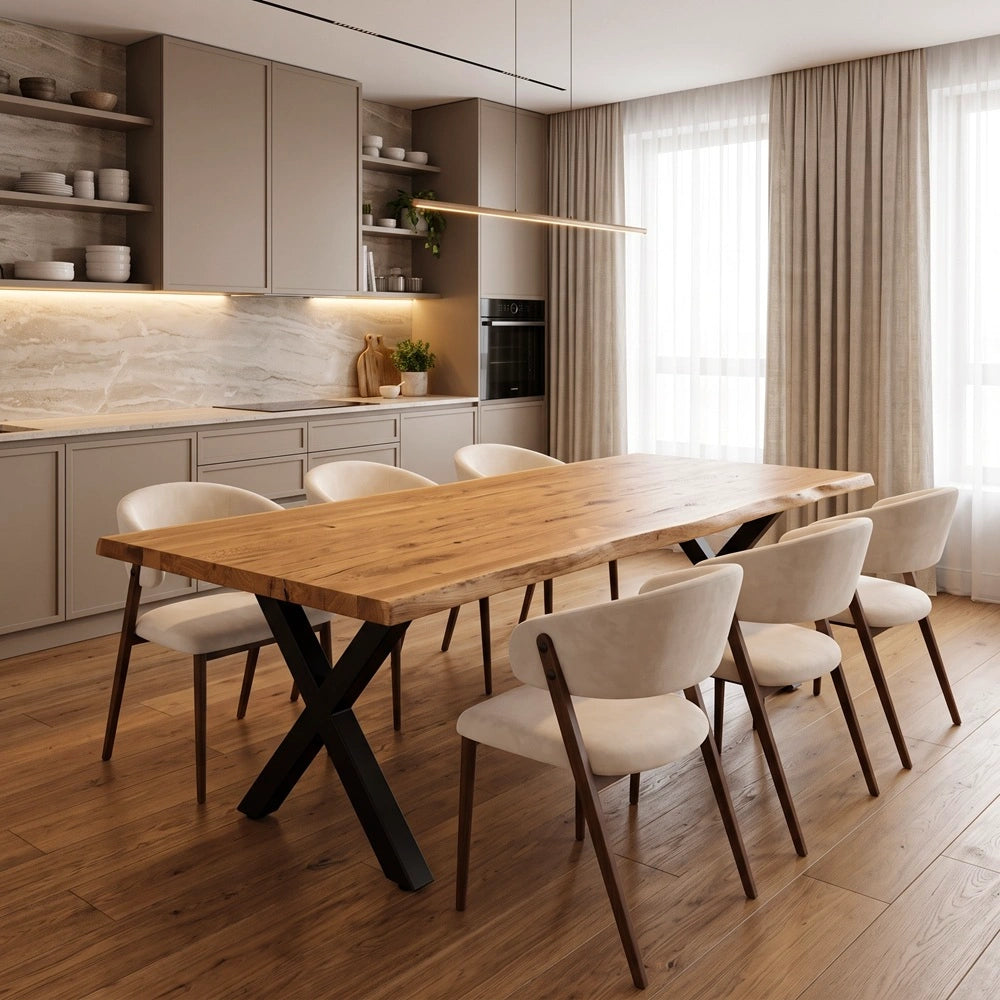Eichenholztisch im rustikalen Stil – 6 Personen – 180 x 85 x 4