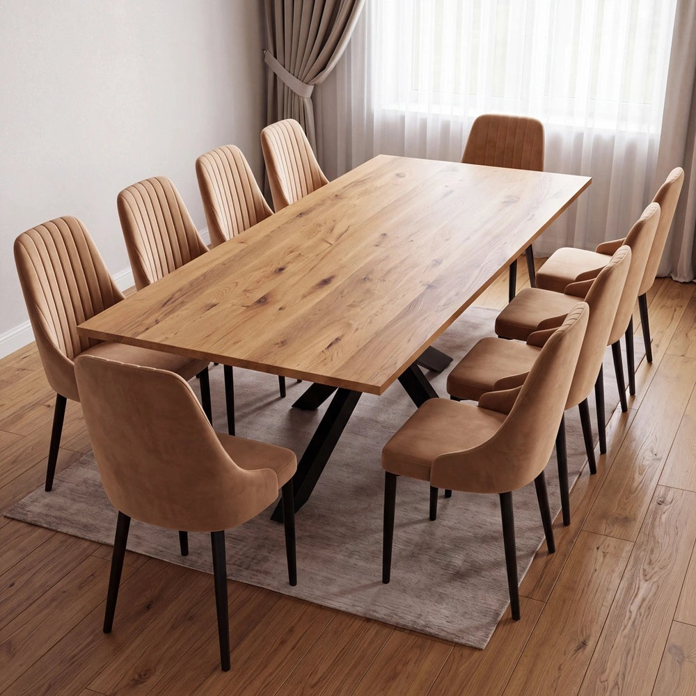Eichenholztisch im klassischen Stil – für 10 Personen – 220x100x2,6 cm