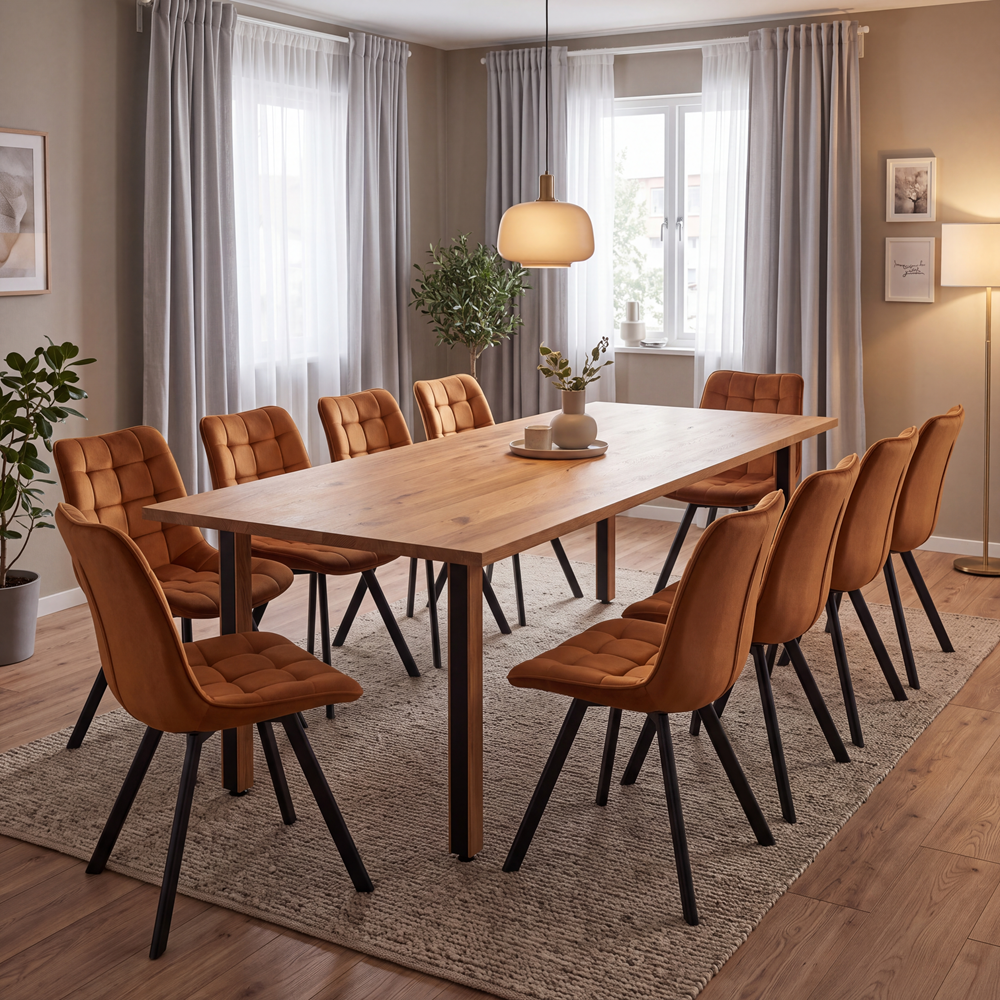 Eichenholztisch im klassischen Stil – für 10 Personen – 220x100x2,6 cm